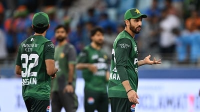 Pakistan's captain Salman Agha (R) reacts at the end of the Asia Cup 2025 Twenty20 international cricket match against India at the Dubai International Stadium in Dubai on September 14 (AFP) Pakistan's captain Salman Agha (R) reacts at the end of the Asia Cup 2025 Twenty20 international cricket match against India at the Dubai International Stadium in Dubai on September 14 (AFP)