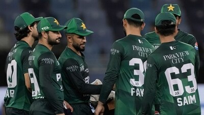 Pakistan's players celebrate their team's victory during the Asia Cup Cricket match against Oman. (AP) Pakistan's players celebrate their team's victory during the Asia Cup Cricket match against Oman. (AP)