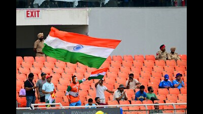Equipped to seat 36,000 spectators, the PCA stadium in New Chandigarh saw only around 6,000 fans spread across stands during its first international match on Sunday. (Ravi Kumar/HT) Equipped to seat 36,000 spectators, the PCA stadium in New Chandigarh saw only around 6,000 fans spread across stands during its first international match on Sunday. (Ravi Kumar/HT)