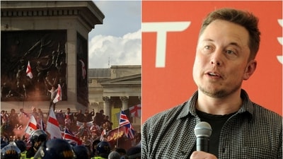 Elon Musk addressed the London far-right rally via video call, drawing cheers from the crowd and criticism from political leaders. Elon Musk addressed the London far-right rally via video call, drawing cheers from the crowd and criticism from political leaders.