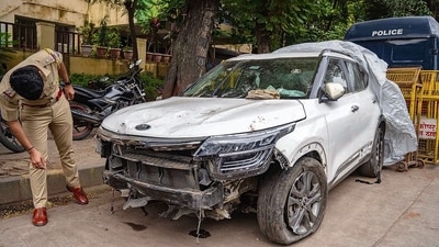 Mumbai, India - September 13, 2025: A man sitting on a footpath in Mumbai’s Ghatkopar was critically injured after a speeding car hit him in an alleged drunk driving incident early Saturday morning. A 30-year-old woman in Mumbai, India, on Saturday, September 13, 2025. (HT photo) Mumbai, India - September 13, 2025: A man sitting on a footpath in Mumbai’s Ghatkopar was critically injured after a speeding car hit him in an alleged drunk driving incident early Saturday morning. A 30-year-old woman in Mumbai, India, on Saturday, September 13, 2025. (HT photo)