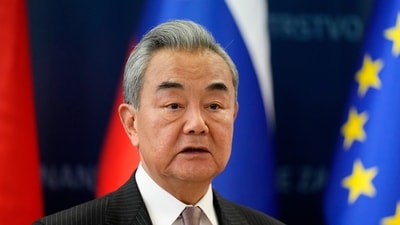 Chinese Foreign Minister Wang Yi attends a news conference in Ljubljana, Slovenia, Saturday, Sept. 13, 2025. (AP Photo/Darko Bandic) (AP) Chinese Foreign Minister Wang Yi attends a news conference in Ljubljana, Slovenia, Saturday, Sept. 13, 2025. (AP Photo/Darko Bandic) (AP)