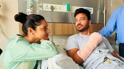 Reality TV star Vicky Jain with wife, actor Ankita Lokhande Reality TV star Vicky Jain with wife, actor Ankita Lokhande