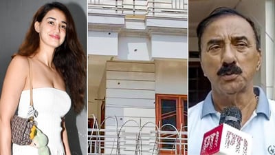 Bullet marks at actress Disha Patani's residence in Bareilly over alleged remarks on Spiritual Guru Premanand Govind Sharan and Aniruddhacharya, in Bareilly on Saturday. Bullet marks at actress Disha Patani's residence in Bareilly over alleged remarks on Spiritual Guru Premanand Govind Sharan and Aniruddhacharya, in Bareilly on Saturday.