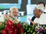  Prime Minister Narendra Modi and Bihar Chief Minister Nitish Kumar at a public meeting in Purnea on Monday 