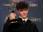 Owen Cooper poses with the Best Supporting Actor in a Limited or Anthology Series or Movie award for Adolescence, at the 77th Primetime Emmy Awards in Los Angeles, California, U.S., September 14, 2025. REUTERS/Daniel Cole    
