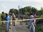 Police investigating the blast site at Jeeda village in Bathinda on Sunday. (HT File) Police investigating the blast site at Jeeda village in Bathinda on Sunday. (HT File)