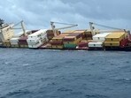 The container ship with hazardous cargo capsized off Kerala coast on May 25 this year. (AFP) The container ship with hazardous cargo capsized off Kerala coast on May 25 this year. (AFP)