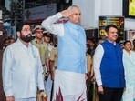 In this image released on Sunday, Gujarat governor Acharya Devvrat with Maharashtra chief minister Devendra Fadnavis and Deputy CM Eknath Shinde. In this image released on Sunday, Gujarat governor Acharya Devvrat with Maharashtra chief minister Devendra Fadnavis and Deputy CM Eknath Shinde.