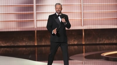 Host Nate Bargatze speaks during the 77th Primetime Emmy Awards. (AP) Host Nate Bargatze speaks during the 77th Primetime Emmy Awards. (AP)