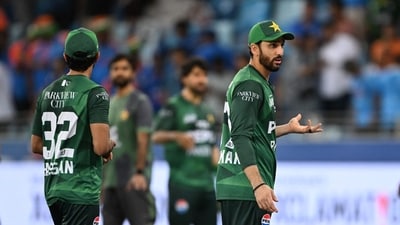 Pakistan's captain Salman Agha (R) reacts at the end of the Asia Cup 2025 Twenty20 international cricket match against India (AFP) Pakistan's captain Salman Agha (R) reacts at the end of the Asia Cup 2025 Twenty20 international cricket match against India (AFP)