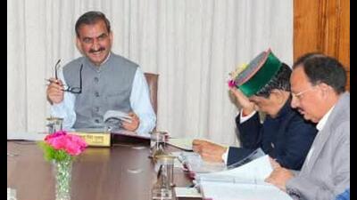 Himachal Pradesh chief minister Sukhvinder Singh chairing a meeting of the cabinet in Shimla on Monday. Himachal Pradesh chief minister Sukhvinder Singh chairing a meeting of the cabinet in Shimla on Monday.