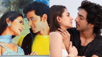 Ameesha Patel and Hrithik Roshan in Kaho Naa Pyaar Hai (L); Aneet Padda and Ahaan Panday in Saiyaara. Ameesha Patel and Hrithik Roshan in Kaho Naa Pyaar Hai (L); Aneet Padda and Ahaan Panday in Saiyaara.