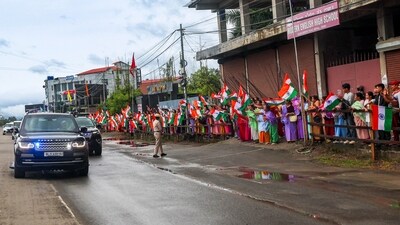 **EDS: THIRD PARTY IMAGE** In this image received on Sept. 13, 2025, Prime Minister Narendra Modi during a roadshow in Imphal, Manipur. (PMO via PTI Photo)(PTI09_13_2025_000315A) (PMO)
