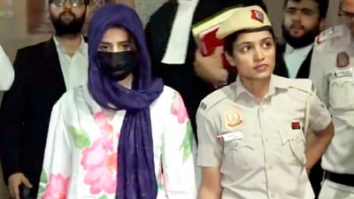 Gaganpreet Kaur, accused in BMW accident case, being brought to judge's residence, in New Delhi, on Sept. 15 (PTI) Gaganpreet Kaur, accused in BMW accident case, being brought to judge's residence, in New Delhi, on Sept. 15 (PTI)