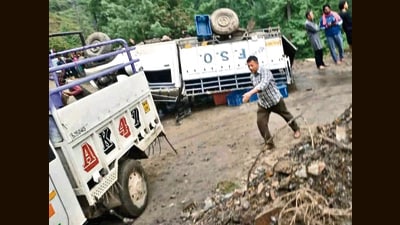 The mishap site in Kotkhai in Shimla on Monday.