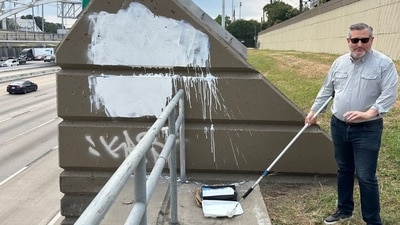 Ted Cruz shares photos of disturbing Charlie Kirk graffiti on 59 freeway in Houston (@tedcruz/X) Ted Cruz shares photos of disturbing Charlie Kirk graffiti on 59 freeway in Houston (@tedcruz/X)