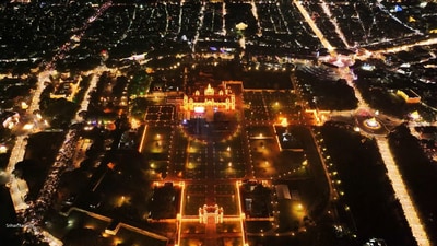 Bengaluru-based content creator and drone pilot Srihari Karanth shared sweeping bird’s-eye views of Mysuru. (X/@sriharikaranth) Bengaluru-based content creator and drone pilot Srihari Karanth shared sweeping bird’s-eye views of Mysuru. (X/@sriharikaranth)