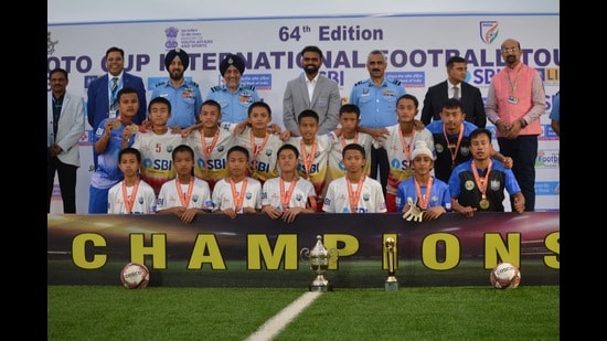 According to Ranjit Bajaj, director of the Minerva Football Academy, a total of 34 teams had to undergo age verification tests and 21 teams were eliminated from the tournament due to being overaged. (HT Photo)