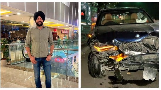 The force of the collision was so violent that the couple was thrown off the bike and fell under the path of a moving bus on their right. (PTI)