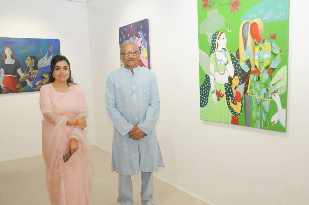 Art lovers during the Triveni exhibition underway in Lucknow Art lovers during the Triveni exhibition underway in Lucknow