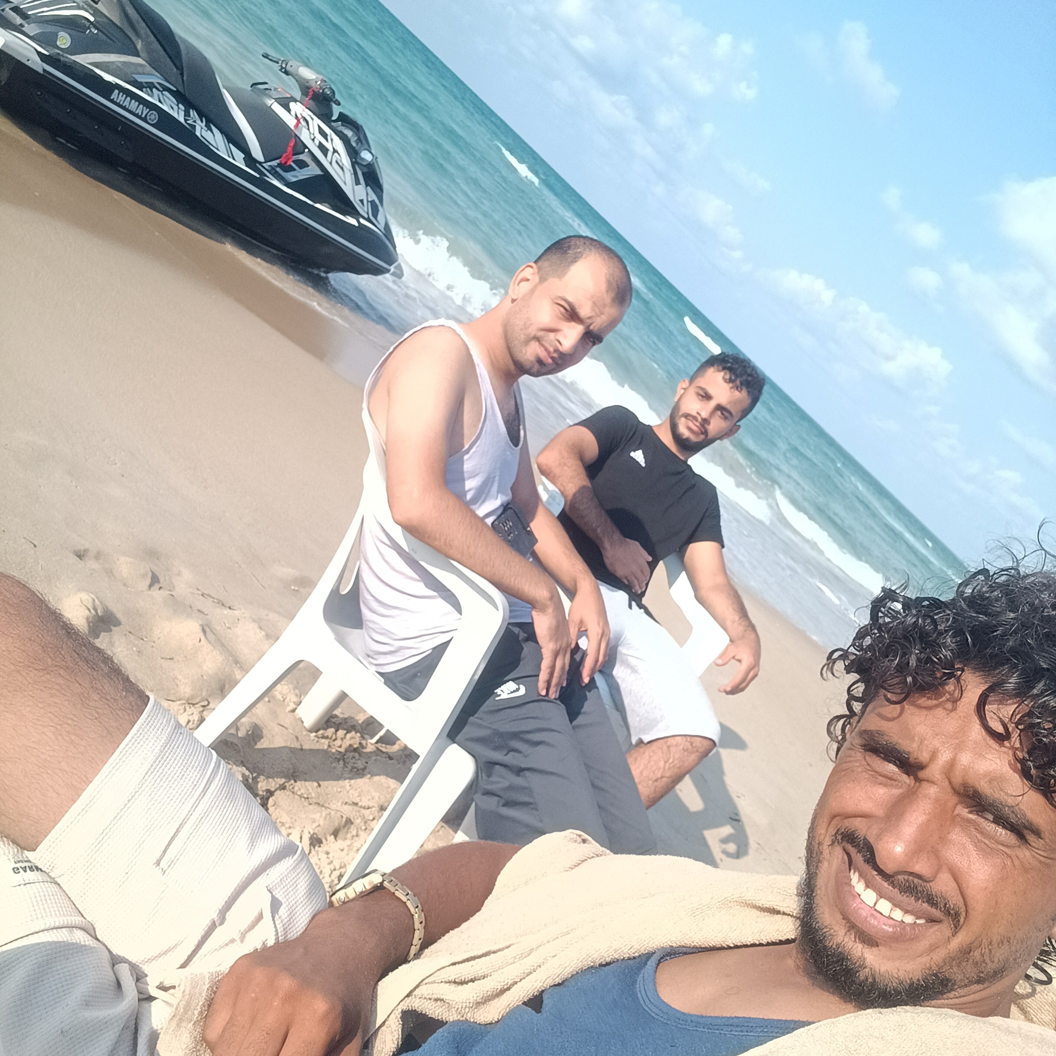 Muhammad Abu Dakha with two other Palestinian migrants in Libya, August 17, 2025. (Handout via Reuters)