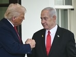 US President Donald Trump shakes hands with Israeli Prime Minister Benjamin Netanyahu as Netanyahu departs the White House in Washington, DC. US President Donald Trump shakes hands with Israeli Prime Minister Benjamin Netanyahu as Netanyahu departs the White House in Washington, DC.