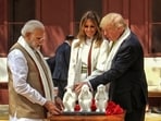 In this Feb. 24, 2020 file image, Prime Minister Narendra Modi with US President Donald Trump and First Lady Melania Trump at Sabarmati Ashram in Ahmedabad. In this Feb. 24, 2020 file image, Prime Minister Narendra Modi with US President Donald Trump and First Lady Melania Trump at Sabarmati Ashram in Ahmedabad.
