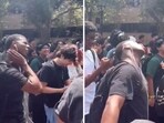 A Texas student is seen mocking and re-enacting the moment Charlie Kirk was shot in the neck. 