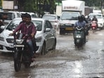 The downpour caused major disruptions as several parts of the city were waterlogged during peak traffic hours, and the fire department reported at least 10 incidents of tree felling between Sunday and Monday. (MAHENDRA KOLHE/HT PHOTO) The downpour caused major disruptions as several parts of the city were waterlogged during peak traffic hours, and the fire department reported at least 10 incidents of tree felling between Sunday and Monday. (MAHENDRA KOLHE/HT PHOTO)