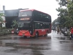 The state-of-the-art bus was brought in from Chennai-based company, ‘Switch’ and tested on the busy Hinjewadi Information Technology (IT) Park route, which is among the city’s corridors with the highest commuter demand. (MAHENDRA KOLHE/ HT)