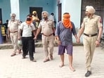 The three arrested accused in Balongi police custody on Monday. (HT Photo)