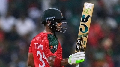 Opener Tanzid Hasan Tamim blazed away to a 31-ball 52 before Afghanistan bowlers pulled things back to restrict Bangladesh to 154 for five. (AP)
