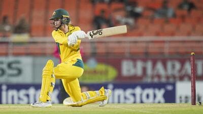 Australia's Phoebe Litchfield during the first ODI cricket match between India and Australia in New Chandigarh on Sunday. (PTI) Australia's Phoebe Litchfield during the first ODI cricket match between India and Australia in New Chandigarh on Sunday. (PTI)