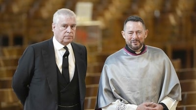 Britain's Prince Andrew, Duke of York (L) attends a Requiem Mass, a Catholic funeral service, for the late Katharine, Duchess of Kent, at Westminster Cathedral in London on September 16, 2025. (AFP) Britain's Prince Andrew, Duke of York (L) attends a Requiem Mass, a Catholic funeral service, for the late Katharine, Duchess of Kent, at Westminster Cathedral in London on September 16, 2025. (AFP)