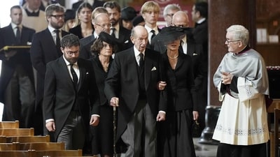 Britain's Prince Edward, Duke of Kent arrives to attend a Requiem Mass, a Catholic funeral service, for the late Katharine, Duchess of Kent, at Westminster Cathedral in London on September 16, 2025. (Photo by Aaron Chown / POOL / AFP) (AFP) Britain's Prince Edward, Duke of Kent arrives to attend a Requiem Mass, a Catholic funeral service, for the late Katharine, Duchess of Kent, at Westminster Cathedral in London on September 16, 2025. (Photo by Aaron Chown / POOL / AFP) (AFP)