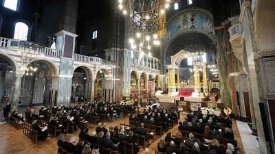 Mourners attend a Requiem Mass, a Catholic funeral service, for the late Katharine, Duchess of Kent, at Westminster Cathedral in London on September 16, 2025. Britain's Duchess of Kent, known for her links to the Wimbledon tennis tournament and for anonymously teaching music at a primary school. The duchess, a talented pianist, organist and singer, was born Katharine Worsley into an aristocratic family in Yorkshire, northern England. (Photo by Aaron Chown / POOL / AFP) (AFP) Mourners attend a Requiem Mass, a Catholic funeral service, for the late Katharine, Duchess of Kent, at Westminster Cathedral in London on September 16, 2025. Britain's Duchess of Kent, known for her links to the Wimbledon tennis tournament and for anonymously teaching music at a primary school. The duchess, a talented pianist, organist and singer, was born Katharine Worsley into an aristocratic family in Yorkshire, northern England. (Photo by Aaron Chown / POOL / AFP) (AFP)