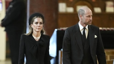 The Prince and Princess of Wales arrives for the Requiem Mass service for the Duchess of Kent, at Westminster Cathedral, central London, September 16, 2025.. Aaron Chown/Pool via REUTERS (via REUTERS)