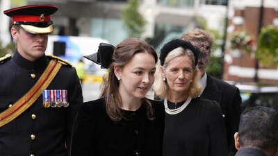 Zenouska Mowatt arrive for the funeral of the Duchess of Kent at Westminster Cathedral in London, Tuesday, Sept. 16, 2025. (Jordan Pettitt/Pool Photo via AP) (AP) Zenouska Mowatt arrive for the funeral of the Duchess of Kent at Westminster Cathedral in London, Tuesday, Sept. 16, 2025. (Jordan Pettitt/Pool Photo via AP) (AP)