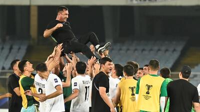 Kolkata, India - Sept. 16, 2025: Ahal FC (TKM) celebrates the win against Mohun Bagan (India) during AFC Championship League match at Salt Lake Stadium in Kolkata, India, on Tuesday, September 16, 2025. (Photo by Samir Jana/ Hindustan Times) (Hindustan Times) Kolkata, India - Sept. 16, 2025: Ahal FC (TKM) celebrates the win against Mohun Bagan (India) during AFC Championship League match at Salt Lake Stadium in Kolkata, India, on Tuesday, September 16, 2025. (Photo by Samir Jana/ Hindustan Times) (Hindustan Times)