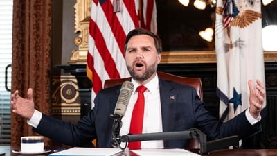 US Vice President JD Vance hosts an episode of the Charlie Kirk Show in the Eisenhower Executive Office Building on the White House. (AFP) US Vice President JD Vance hosts an episode of the Charlie Kirk Show in the Eisenhower Executive Office Building on the White House. (AFP)