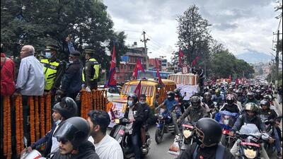 The procession of the victims killed in the protests in Kathmandu, Nepal on Tuesday. (Prawesh Lama/HT Photo) The procession of the victims killed in the protests in Kathmandu, Nepal on Tuesday. (Prawesh Lama/HT Photo)