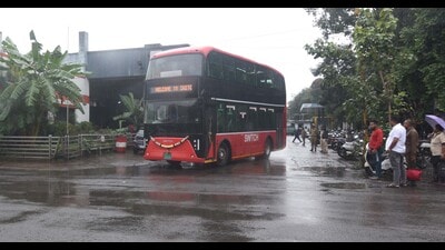 The state-of-the-art bus was brought in from Chennai-based company, ‘Switch’ and tested on the busy Hinjewadi Information Technology (IT) Park route, which is among the city’s corridors with the highest commuter demand. (MAHENDRA KOLHE/ HT) The state-of-the-art bus was brought in from Chennai-based company, ‘Switch’ and tested on the busy Hinjewadi Information Technology (IT) Park route, which is among the city’s corridors with the highest commuter demand. (MAHENDRA KOLHE/ HT)