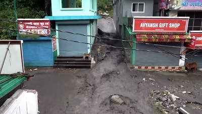 Water entered shops and buildings in Dehradun after heavy rainfall created flood like situation. (PTI) Water entered shops and buildings in Dehradun after heavy rainfall created flood like situation. (PTI)