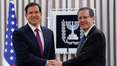 US Secretary of State Marco Rubio met Israeli President Isaac Herzog during Rubio's visit in Jerusalem on Monday (AFP)