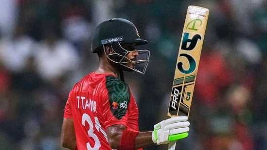 Opener Tanzid Hasan Tamim blazed away to a 31-ball 52 before Afghanistan bowlers pulled things back to restrict Bangladesh to 154 for five.(AP)