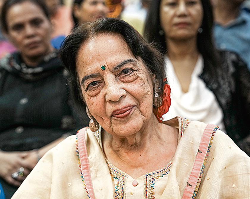 Former TV journalist and director Salma Sultan, known for her newsreading style and the signature rose tucked in her hair.