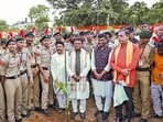 Odisha chief minister Mohan Charan Majhi with NCC cadets during sapling plantation in Bhubaneswar. (PTI) Odisha chief minister Mohan Charan Majhi with NCC cadets during sapling plantation in Bhubaneswar. (PTI)