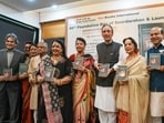 Former Union Minister Ghulam Nabi Azad and Indian television journalist and director, Salma Sultan along with guests released a book, Doordarshan Diaries: The Golden Era of Television by Sheila Chaman.