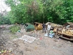 The garbage dump has come up right next to the residential area in Panjab University. (Ravi Kumar/HT) The garbage dump has come up right next to the residential area in Panjab University. (Ravi Kumar/HT)